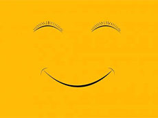outline of a smiling face on yellow background