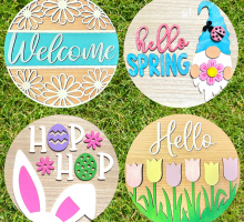 Picture of four different 3D wooden sign options