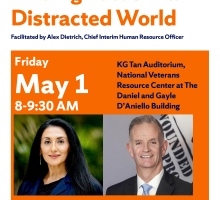 Finding focus in a distracted world event poster for May 1